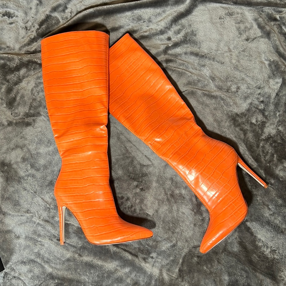 Alexander Wang Orange Croc Booties